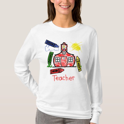 T-shirt de professeur - école et crayons (Devant)