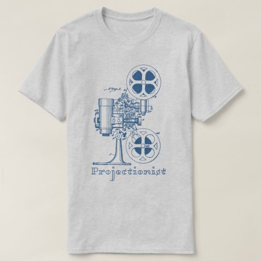 T-shirt de projectionniste (conception bleue) (Design devant)