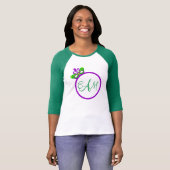 T-shirt de raglan de douille du monogramme 3/4 de (Devant entier)
