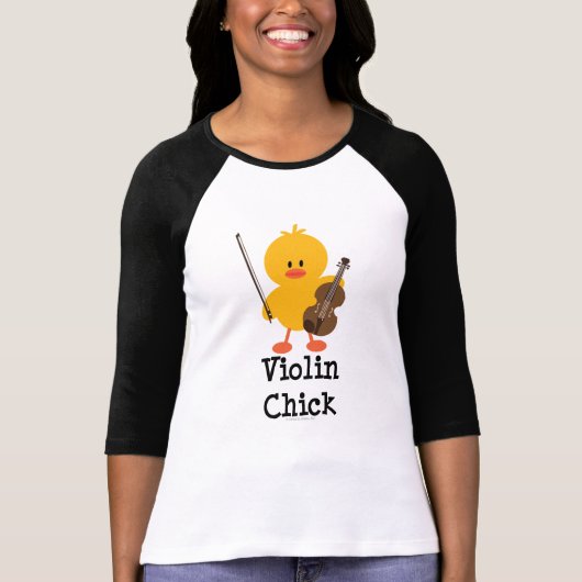 T-shirt de raglan de poussin de violon (Devant)