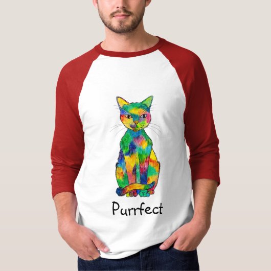 T-shirt de raglan de Purrfect de chat (Devant)