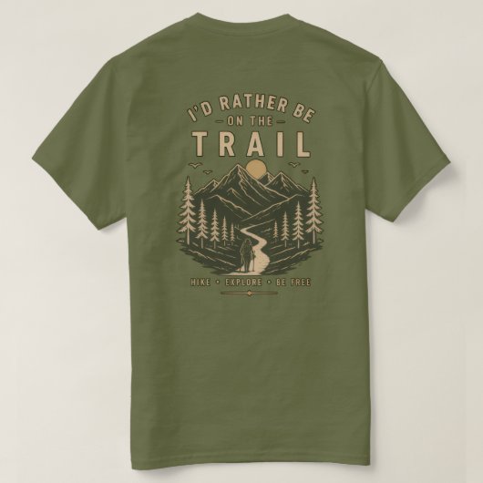 T-Shirt de Randonnée Vert Olive – Trails Call (Design dos)