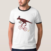 T-shirt de recyclage de dinosaure de plaid de
