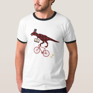 T-shirt de recyclage de dinosaure de plaid de