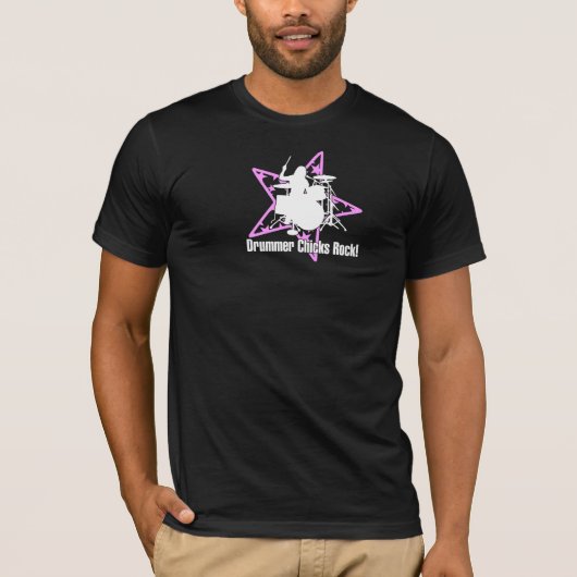 T-shirt de roche de poussins de batteur (Devant)