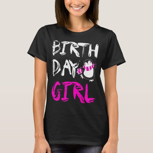 T-shirt de rose de pingouin de fille (Devant)