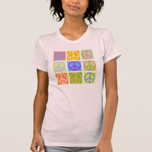 T-shirt de rose de signe de paix - PLUS colore