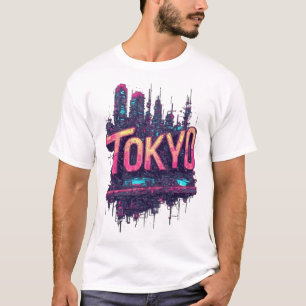 T-shirt de rue esthétique de la ville futuriste de