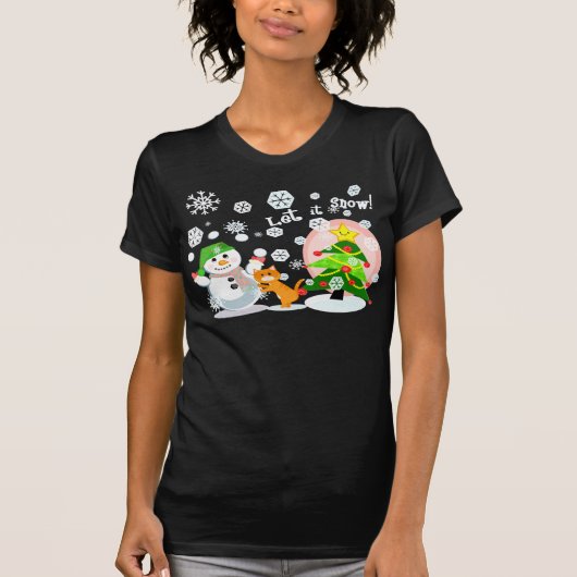 T-shirt de scène de neige de Noël (Devant)