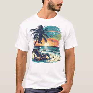 T-shirt 🌅 de sérénité des couchers de soleil tropicaux 🌴