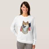 T-shirt de Shiba Inu et de drapeau (Devant entier)
