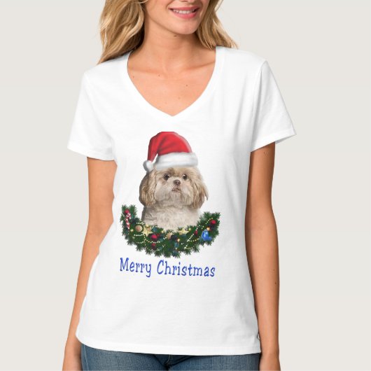 T-shirt de Shih-Tsu Dog Christmas (Devant)
