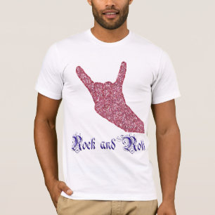 T-shirt de signe de rock de parties scintillantes