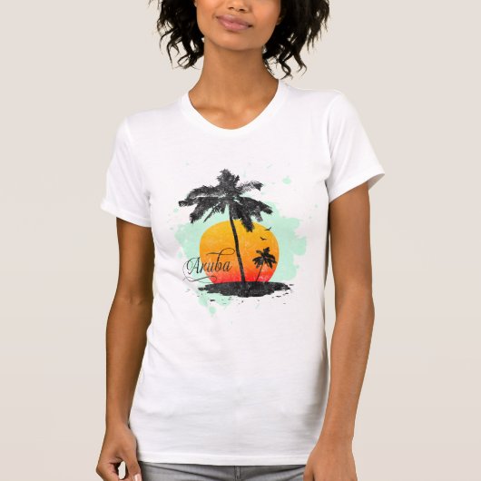 T-shirt de silhouette de palmier d'Aruba (Devant)