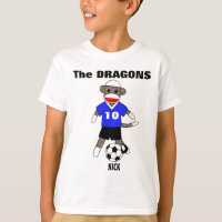 T-shirt de singe de chaussette du football (bleu)