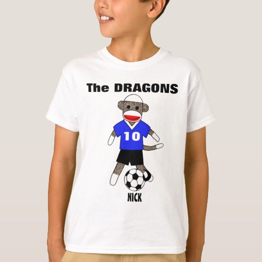 T-shirt de singe de chaussette du football (bleu) (Devant)