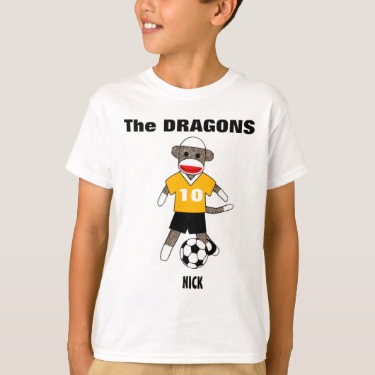 T-shirt de singe de chaussette du football (or) - (Devant)
