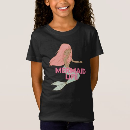 T-shirt de sirène noire pour enfants (Devant)