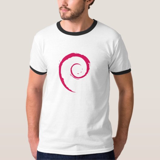 T-shirt de sonnerie de Debian, blanc/noir (Devant)