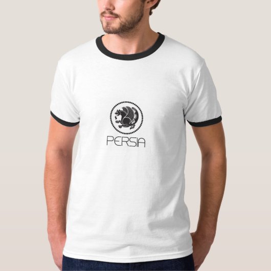 T-shirt de sonnerie de Perse, blanc/noir (Devant)