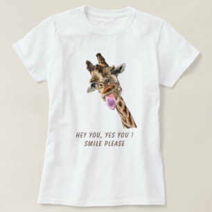 T-shirt de sortie de la langue de la girafe drôle 