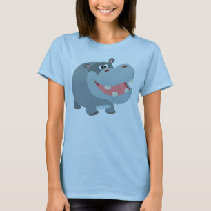 T-shirt de sourire mignon de femmes d'hippopotame