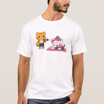 T-shirt de sport pour couple de chats mignons – Fi