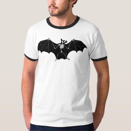 T-shirt de squelette de batte de Halloween (Devant)