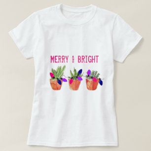 T-shirt de Succulents et de lumières de Noël