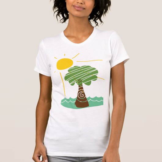 T-shirt de Sun d'été de brise d'île (Devant)