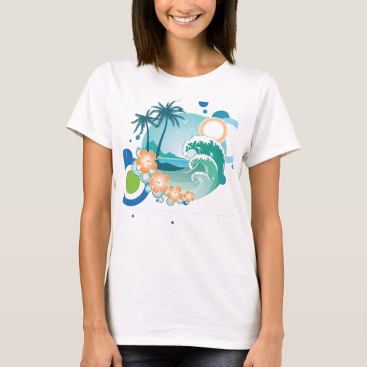 T-shirt de surf d'île (Devant)