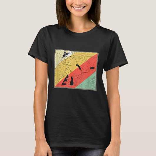 T-shirt de surf rétro Chat de surf drôle (Devant)
