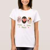 T-shirt de sushi d'amour de paix (Devant)