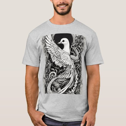 T-shirt de tatouage de colombe et de serpent - noi (Devant)