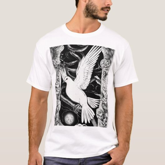T-shirt de tatouage de la colombe et du serpent -  (Devant)