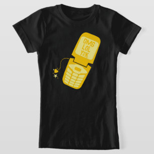 T-shirt de téléphone à flip jaune rétro