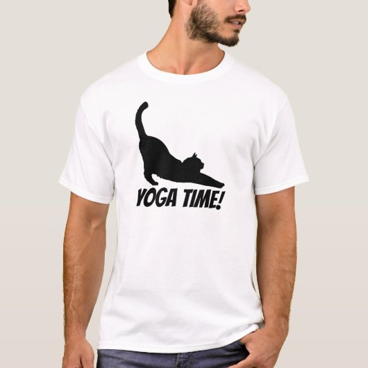 T-shirt de temps de yoga de chat (Devant)