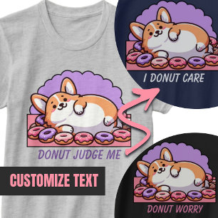 T-shirt de texte personnalisé Donut Cute Corgi