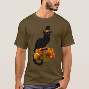 T-shirt de Thanksgiving Le Chat Noir avec Pèlerin