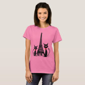 T-shirt de Tour Eiffel et de chats noirs (Devant entier)