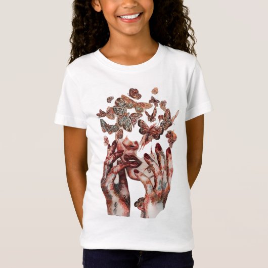 T-shirt de transformation papillon pour enfants (Devant)
