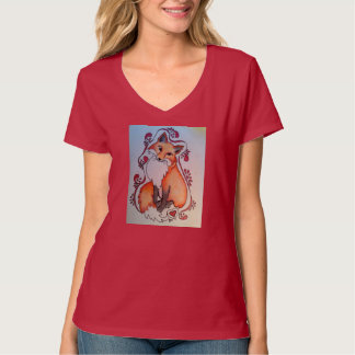 T-shirt de V-cou de Fox et de coeur