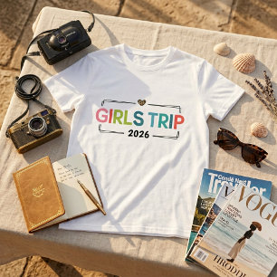 T-shirt de vacances assorti Retro Girls Trip 2026