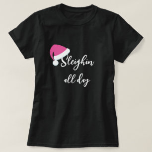 T-shirt de vacances Chapeau de Père Noël rose Slei