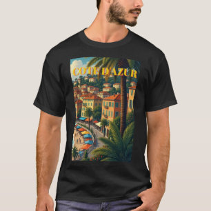 T-Shirt de voyage français Côte d'Azur de style vi