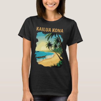 T-shirt de voyage Kailua Kona Hawaii Beach Palm