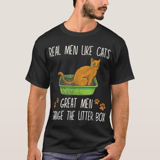 T-shirt De vrais hommes comme des chats de grands hommes c (Devant)