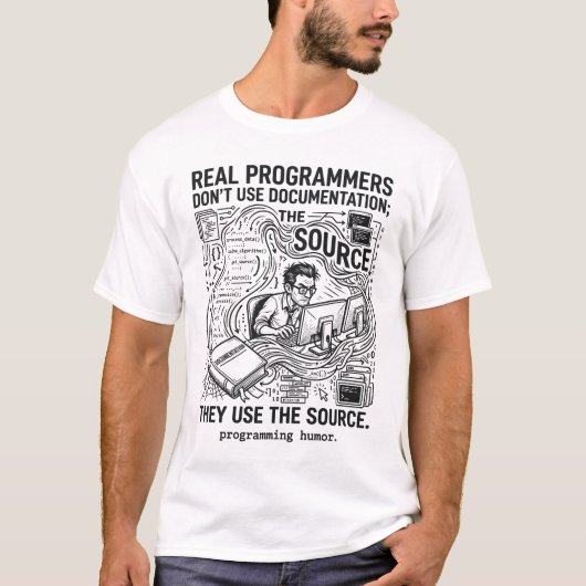 T-shirt De vrais programmeurs utilisent le code source (Devant)