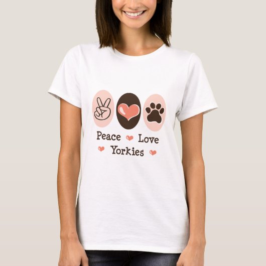 T-shirt de Yorkies d'amour de paix (Devant)