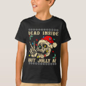 T-shirt Dead Inside But Jolly Af Funny Skeleton Santa Hat  (Devant)